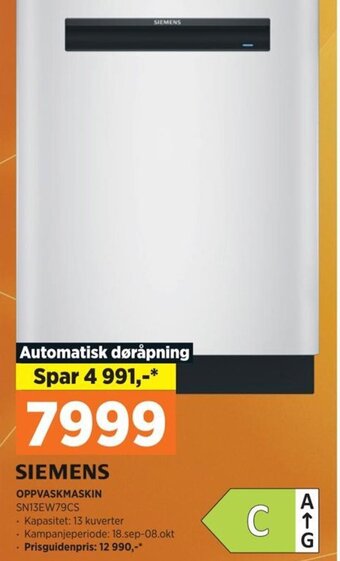POWER SIEMENS OPPVASKMASKIN SN13EW79CS tilbud