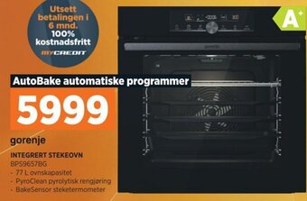 POWER gorenje INTEGRERT STEKEOVN BPS9657BG tilbud