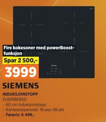 POWER SIEMENS INDUKSJONSTOPP EU61RBEB5D tilbud