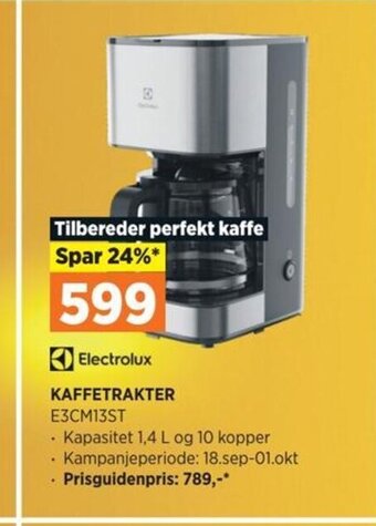 POWER Electrolux KAFFETRAKTER E3CM13ST tilbud