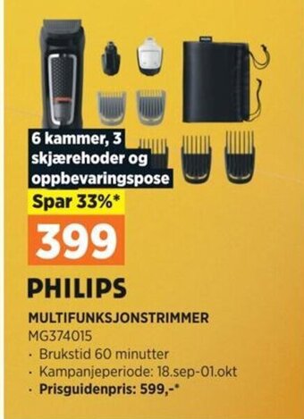 POWER PHILIPS MULTIFUNKSJONSTRIMMER tilbud