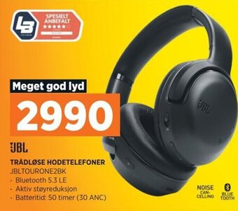 POWER JBL TRÅDLØSE HODETELEFONER JBLTOURONE2BK tilbud