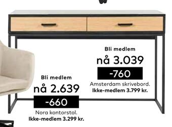 Skeidar Amsterdam skrivebord tilbud