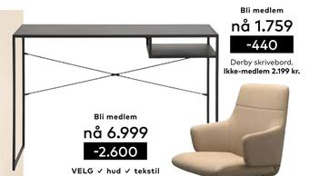 Skeidar Derby skrivebord tilbud