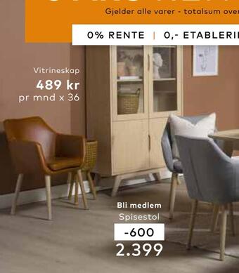 Skeidar Marte vitrineskap tilbud