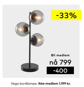 Skeidar Vega bordlampe tilbud