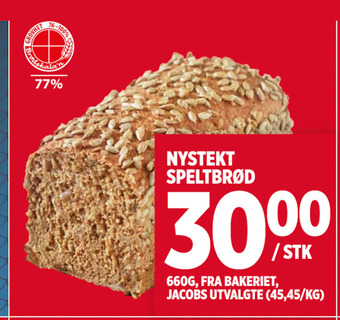 Meny Nystekt speltbrød tilbud