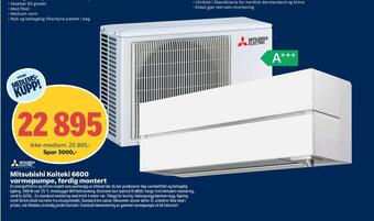 Coop Obs Mitsubishi kaiteki 6600 varmepumpe, ferdig montert tilbud
