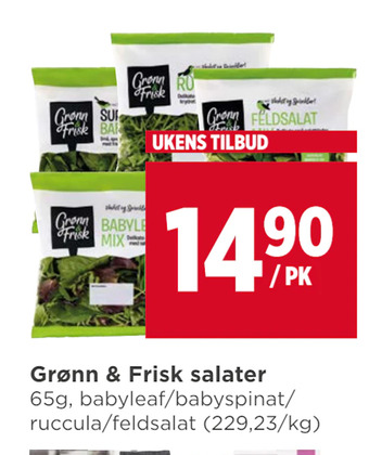 Meny Grønn & frisk salater tilbud