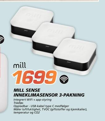 Coop Byggmix Mill sense inneklimasensor 3-pakning tilbud