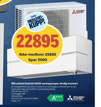Obs Bygg Mitsubishi kaiteki 6600 varmepumpe, ferdig montert tilbud