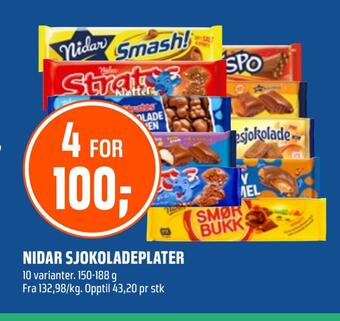 Coop Obs Nidar sjokoladeplater tilbud