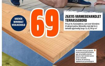 Obs Bygg 26x115 varmebehandlet terrassebord tilbud
