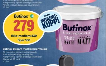 Obs Bygg Butinox elegant matt interiørmaling tilbud
