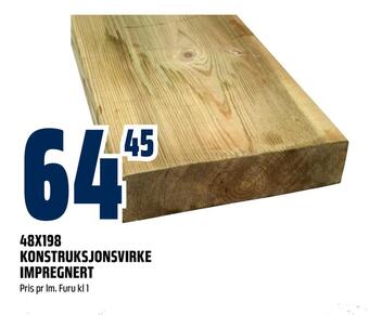 Obs Bygg 48x198 konstruksjonsvirke impregnert tilbud