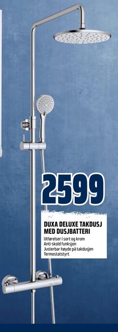 Obs Bygg Duxa deluxe takdusj med dusjbatteri tilbud
