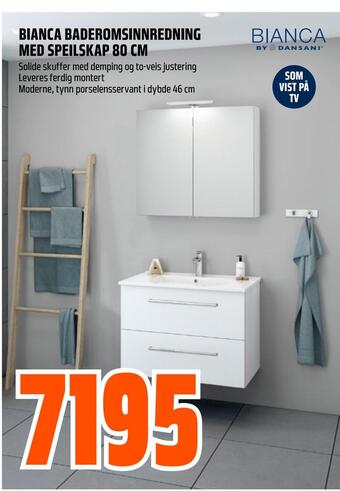 Obs Bygg Bianca baderomsinnredning med speilskap 80 cm tilbud