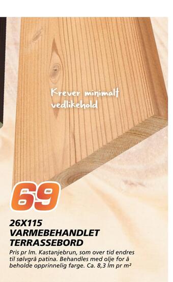 Coop Byggmix 26x115 varmebehandlet terrassebord tilbud
