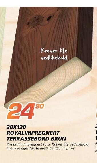 Coop Byggmix 28x120 royalimpregnert terrassebord brun tilbud