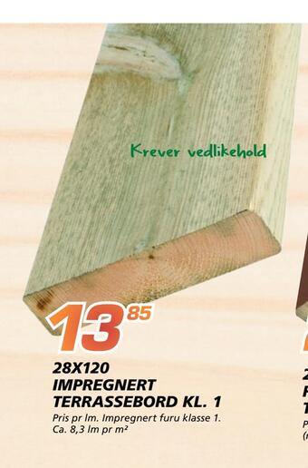 Coop Byggmix 28x120 impregnert terrassebord kl. 1 tilbud