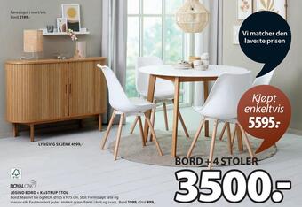 JYSK Bord + 4 stoler tilbud