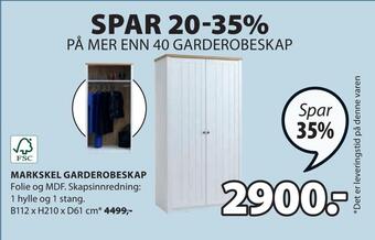 JYSK Markskel garderobeskap tilbud