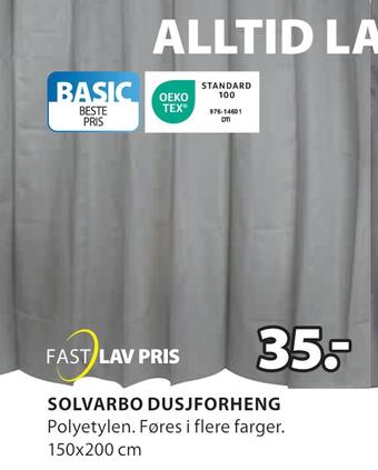 JYSK Solvarbo dusjforheng tilbud