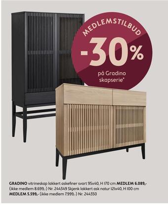 Bohus Gradino vitrineskap tilbud