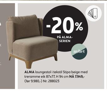 Bohus Alma loungestol tilbud