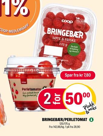 Coop Extra Bringebær/perletomat tilbud