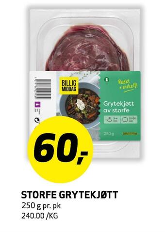 Bunnpris Storfe grytekjøtt tilbud