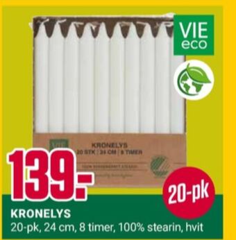 Europris Vie eco kronelys tilbud
