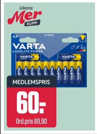 Europris Varta batterier tilbud