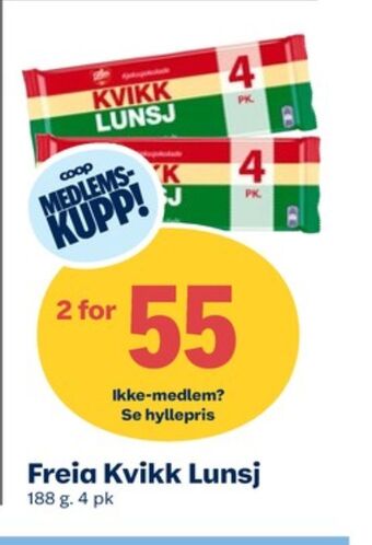 Coop Obs Kvikk lunsj sjokoladebar tilbud