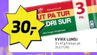 Bunnpris Kvikk lunsj sjokoladebar tilbud
