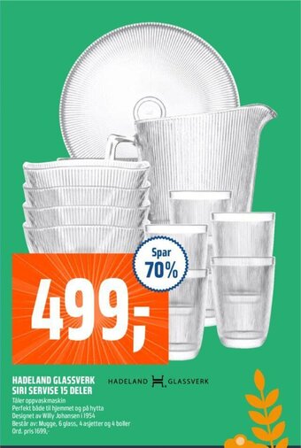 Coop Obs HADELAND GLASSVERK SIRI SERVISE 15 DELER tilbud