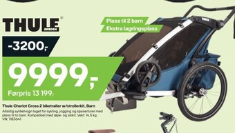XXL Sport Thule Chariot Cross 2 biketrailer w/strollerkit, Barn tilbud