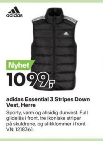 XXL Sport Adidas Essential 3 Stripes Down Vest, Herre tilbud