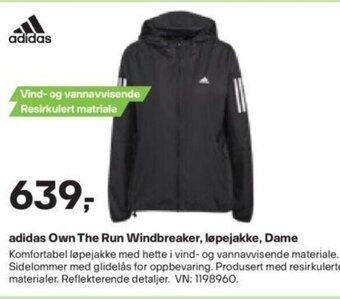 XXL Sport Adidas Own The Run Windbreaker, løpejakke, Dame tilbud