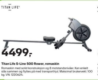 XXL Sport Titan Life S-Line 500 Rower, romaskin tilbud