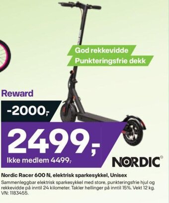 XXL Sport Nordic Racer 600 N, elektrisk sparkesykkel, Unisex tilbud