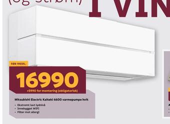 Megaflis Mitsubishi electric kaiteki 6600 varmepumpe hvit tilbud