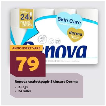 Megaflis Renova toalettpapir skincare derma tilbud