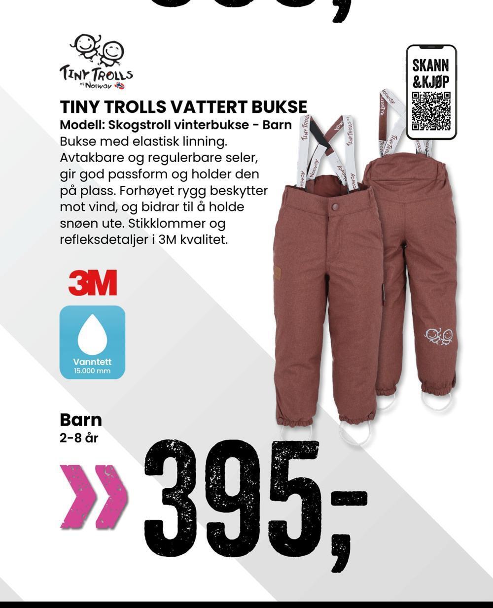 Sport Outlet Tiny trolls vattert bukse tilbud