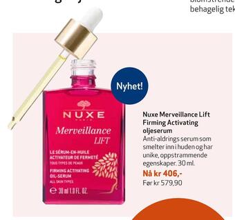Apotek 1 Nuxe merveillance lift firming activating olje serum tilbud