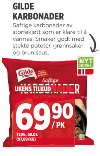 Meny GILDE KARBONADER tilbud