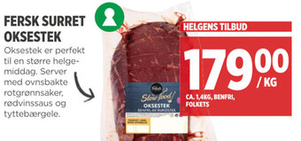 Meny FERSK SURRET OKSESTEK tilbud
