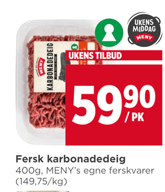Meny Fersk karbonadedeig tilbud