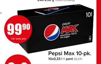 Spar Pepsi max 10-pk tilbud