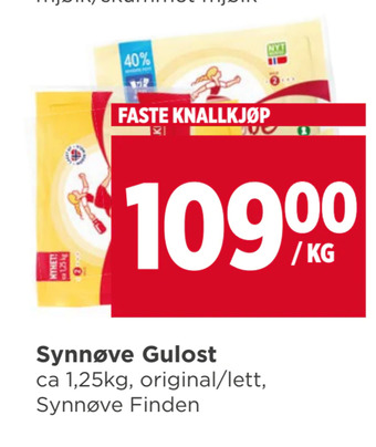 Meny Synnøve gulost tilbud